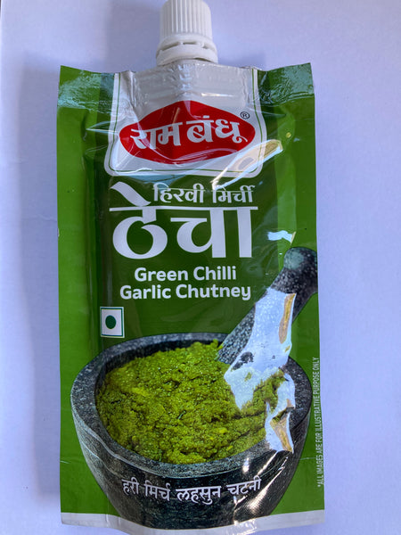 Ram Bandhu Green Chilli Garlic Thecha (Chutney) 100gm