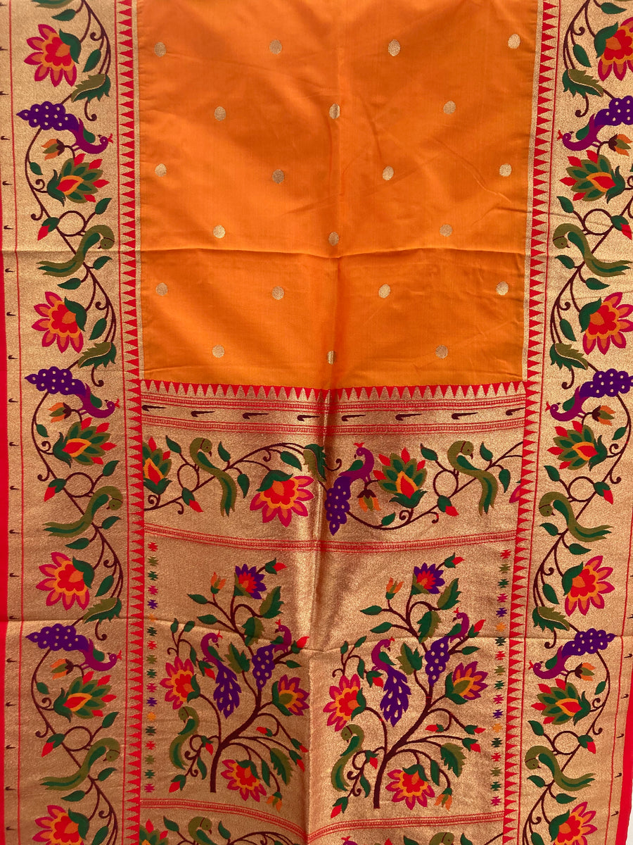 Short Mor Butti Border Orange (Width 23 inches) – Marathi Grocery